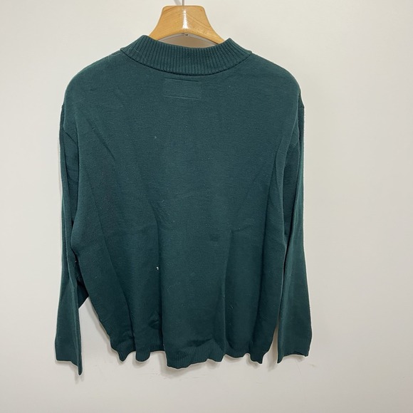 Vintage CC FILSON 1/4 Zip Pullover Crewneck Sweater Green Virgin Wool Mens 2XL - Picture 4 of 5